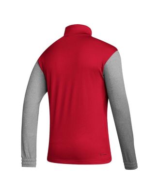 Men's Red Manchester United Crest Long Sleeve Half-Zip Top