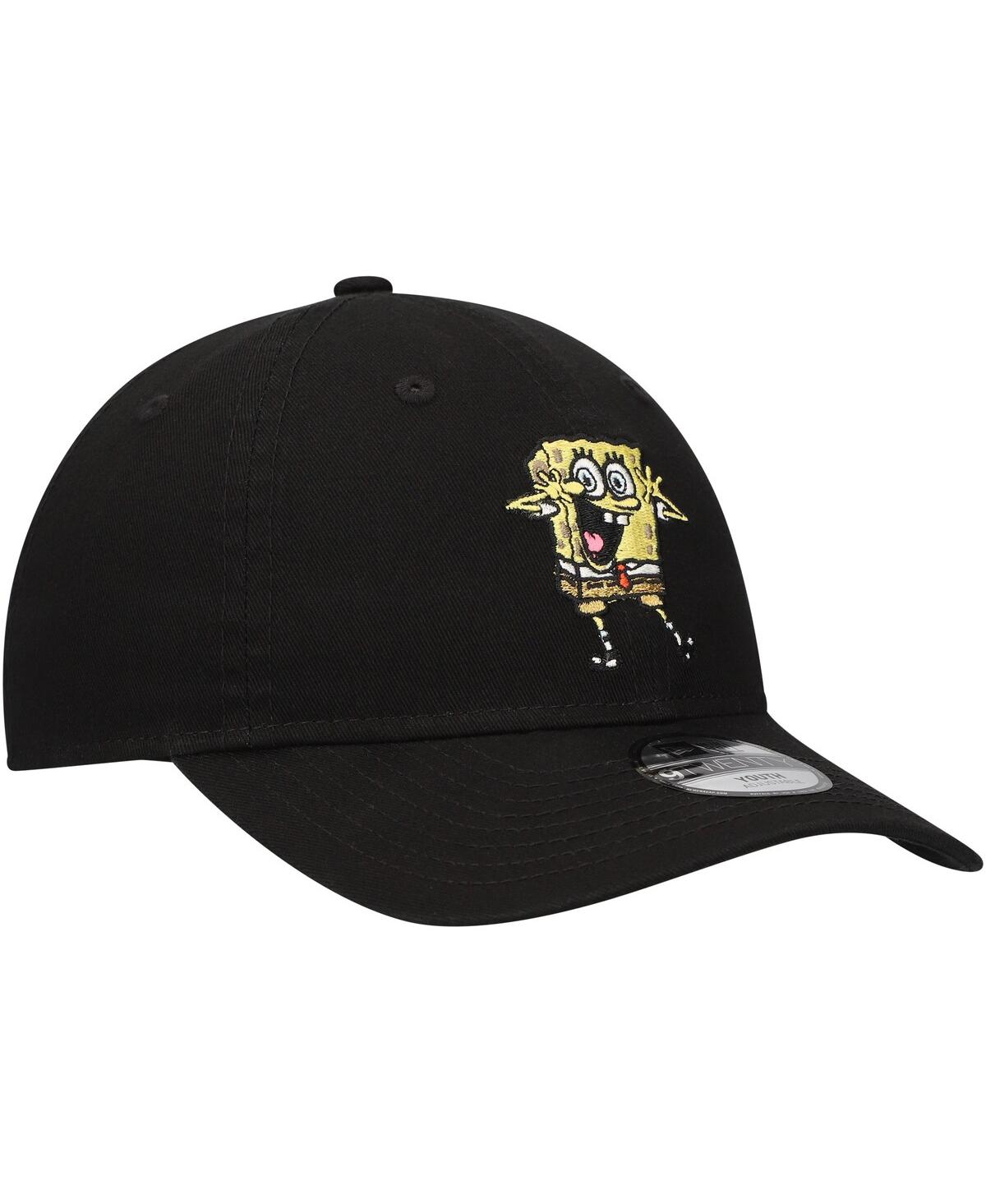 New Era Big Boys And Girls Black Spongebob Squarepants 9twenty Adjustable Hat In Black