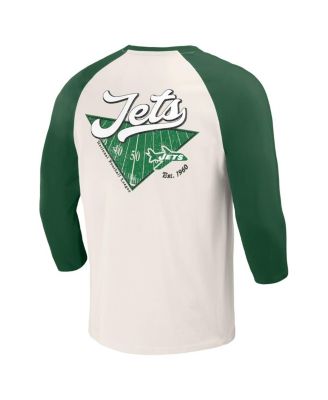 Men's Kelly Green/White New York Jets Raglan 3/4 Sleeve T-Shirt