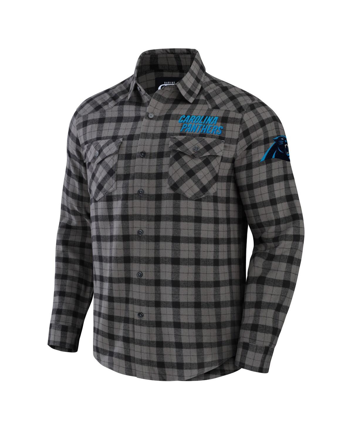 Fanatics Men's Nfl X Gray Carolina Panthers Flannel Long Sleeve Button-up Shirt In Gray