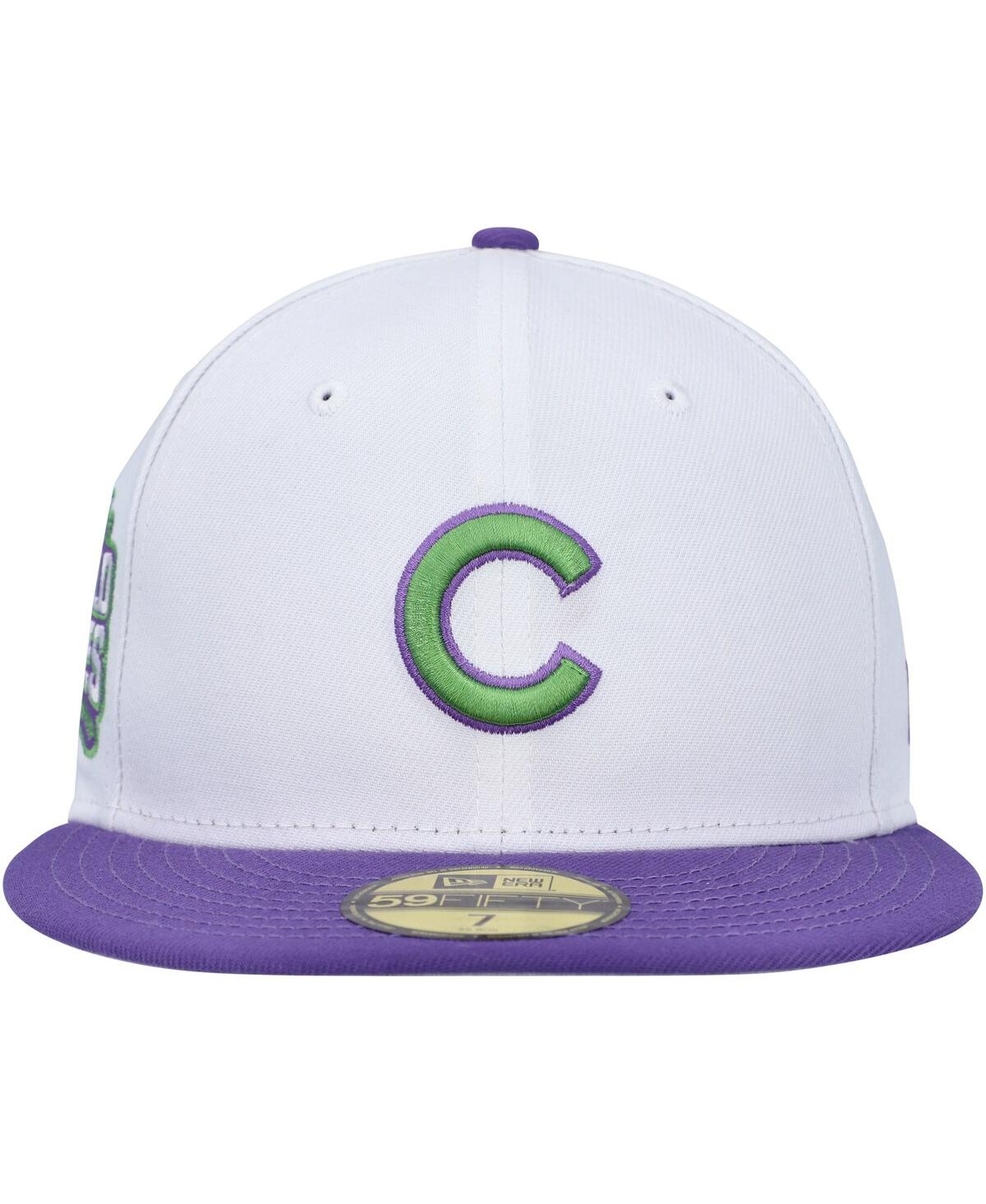 New Era Men'sChicago Cubs Side Patch 59FIFTY Fitted Hat - White