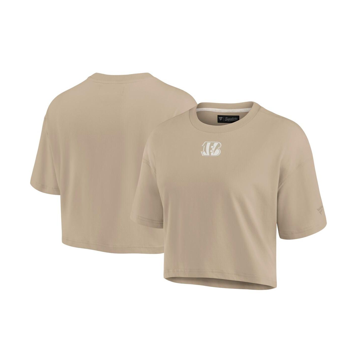 Женская футболка Fanatics Khaki Cincinnati Bengals Elements Super Soft Boxy Cropped — фото 1