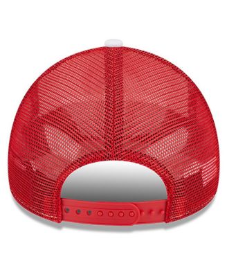 Men's White/Red Atlanta Hawks Court Sport Foam A-Frame 9FORTY Adjustable Trucker Hat