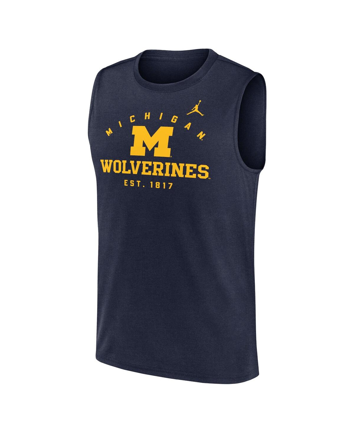 JORDAN MEN'S NAVY MICHIGAN WOLVERINES PRIMETIME LEGEND LOCK UP PERFORMANCE MUSCLE TANK TOP 