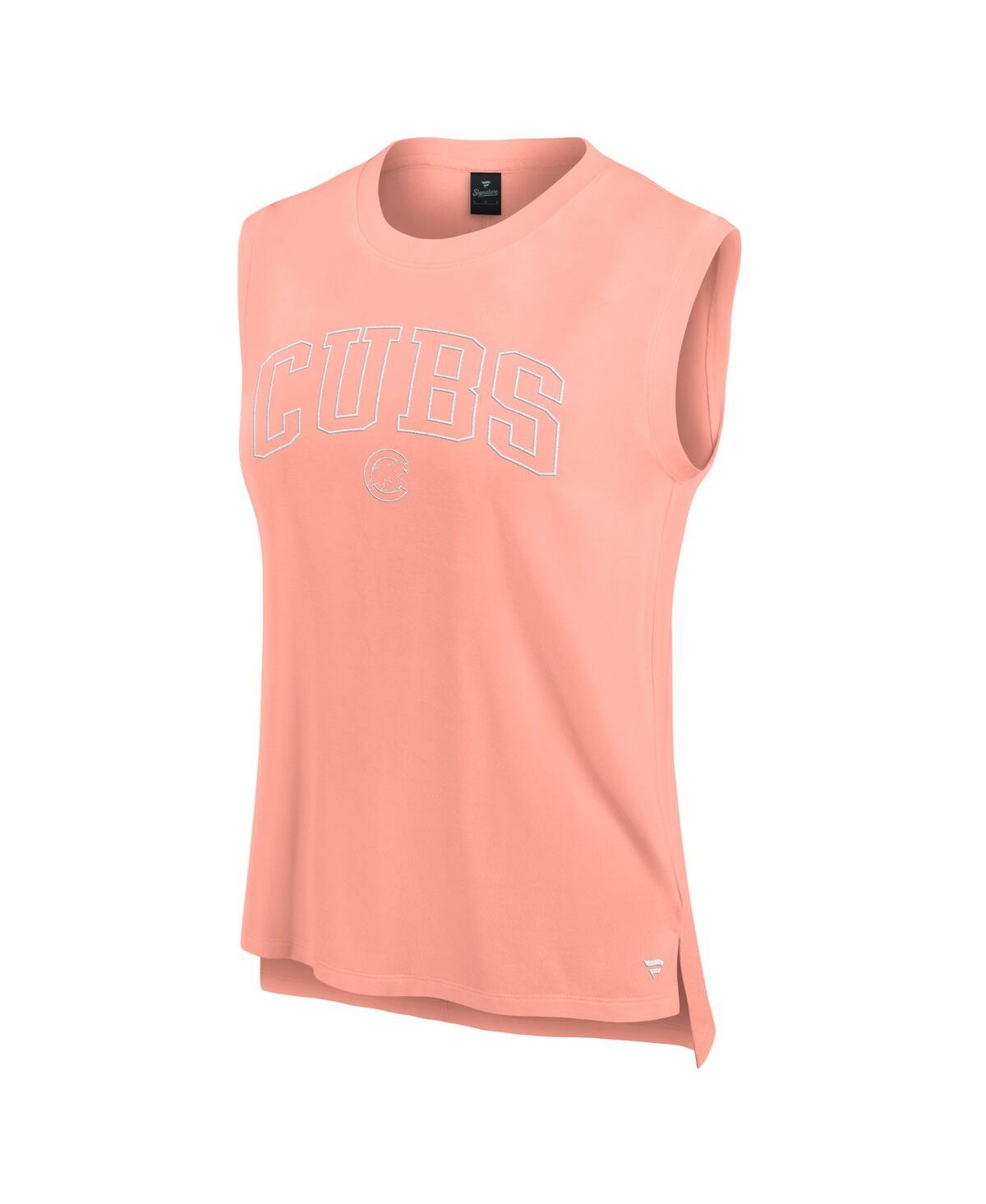 Fanatics Women's Coral Chicago Cubs Studio Gym Tank Top In Coral