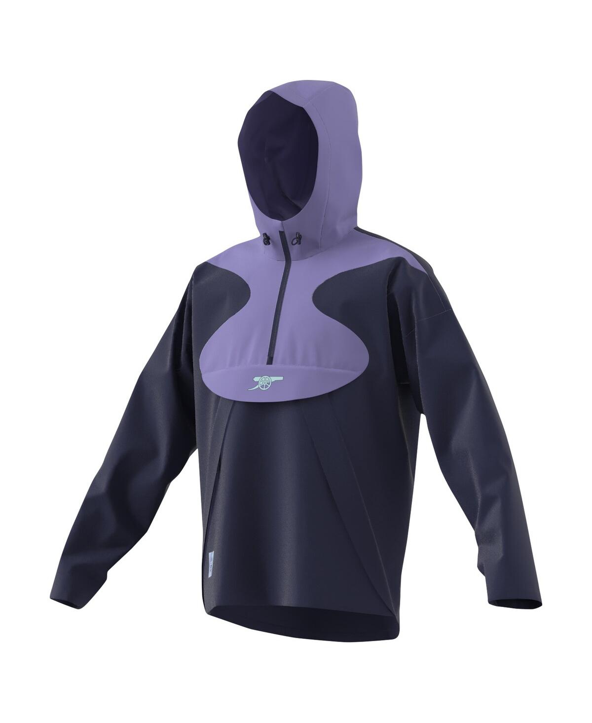 Adidas Originals Men's Navy Arsenal Half-zip Hoodie Windbreaker Jacket In Navy