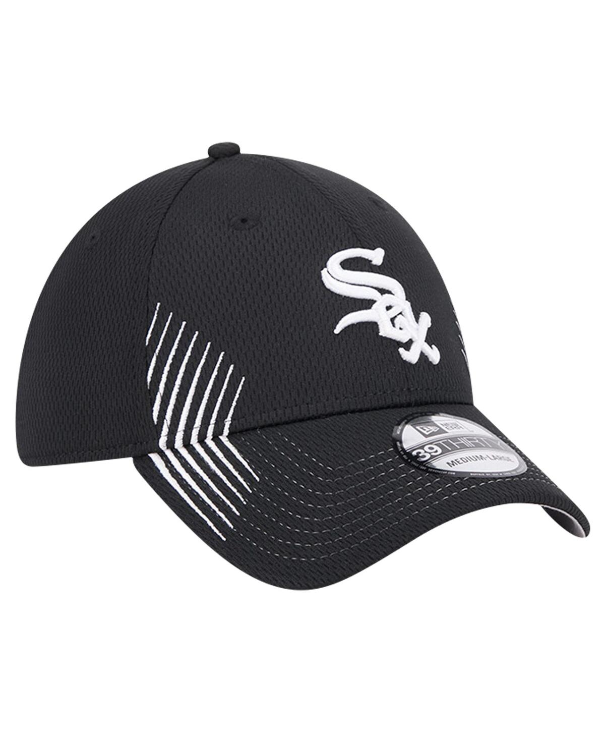 New Era Men's Black Chicago White Sox Active Dash Mark 39thirty Flex Hat In Black