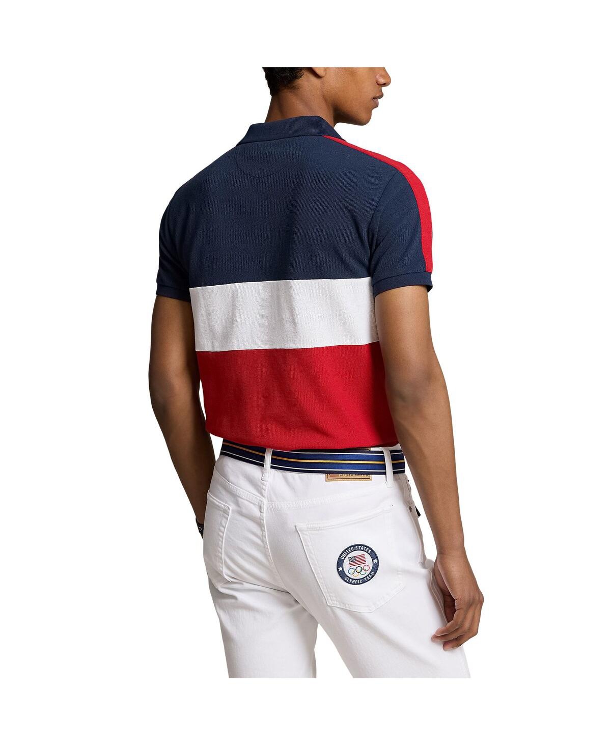 Polo Ralph Lauren Men'sTeam Usa 2024 Summer Olympics Villagewear Performance Mesh Colorblock Polo - Navy, White