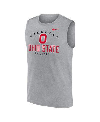 Men's Heather Gray Ohio State Buckeyes Primetime Legend Lock Up Performance Muscle Tank Top