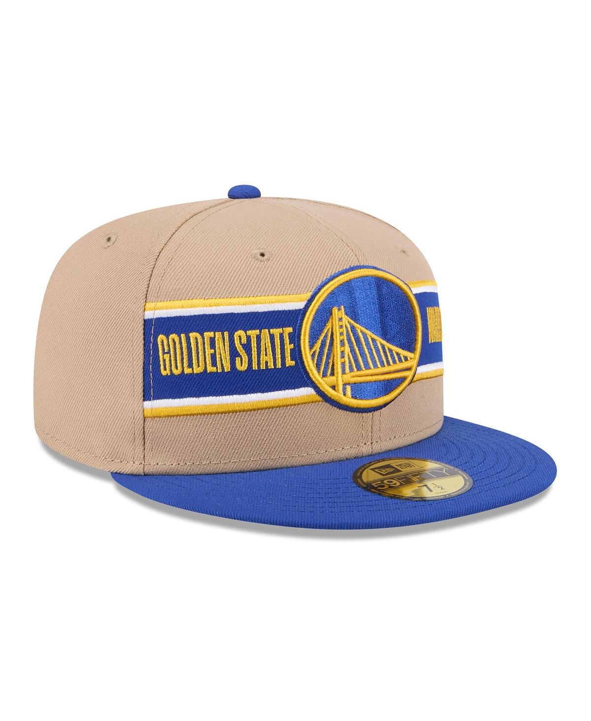 New Era Men's Tan/royal Golden State Warriors 2024 Nba Draft 59fifty Fitted Hat In Tan,royal