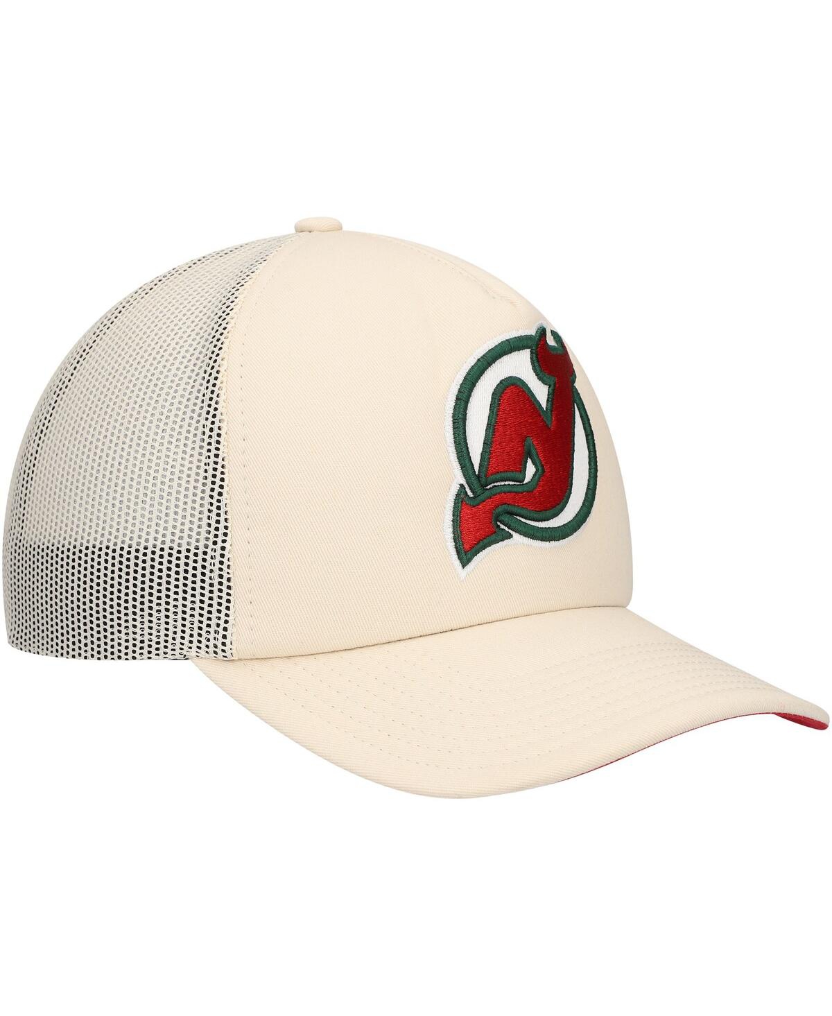 Mitchell & Ness Men's Cream New Jersey Devils Foam Front Trucker Adjustable Hat In Cream