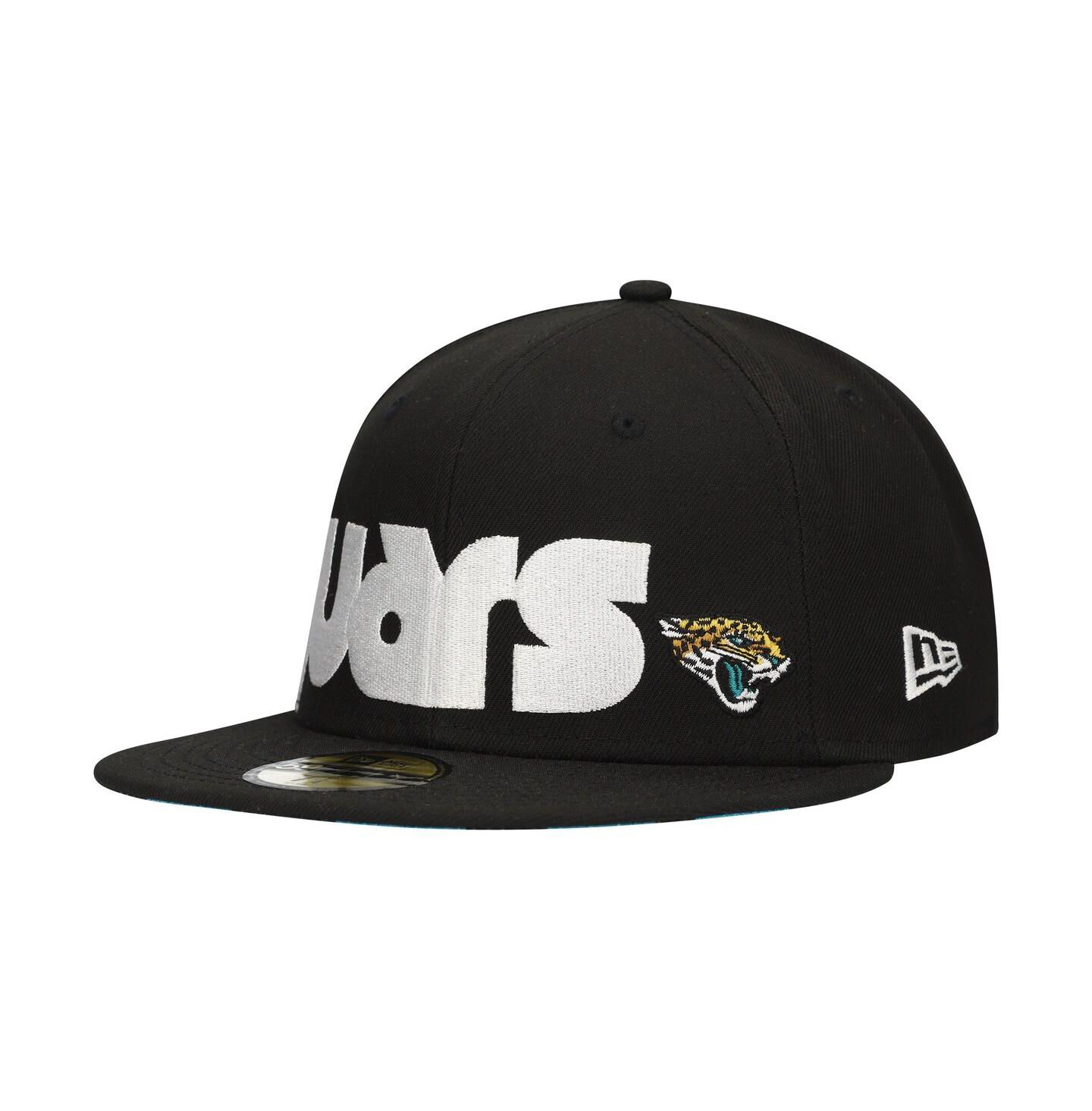 Мужская кепка New Era Black Jacksonville Jaguars Checkered Undervisor 59FIFTY Fitted Hat — фото 1