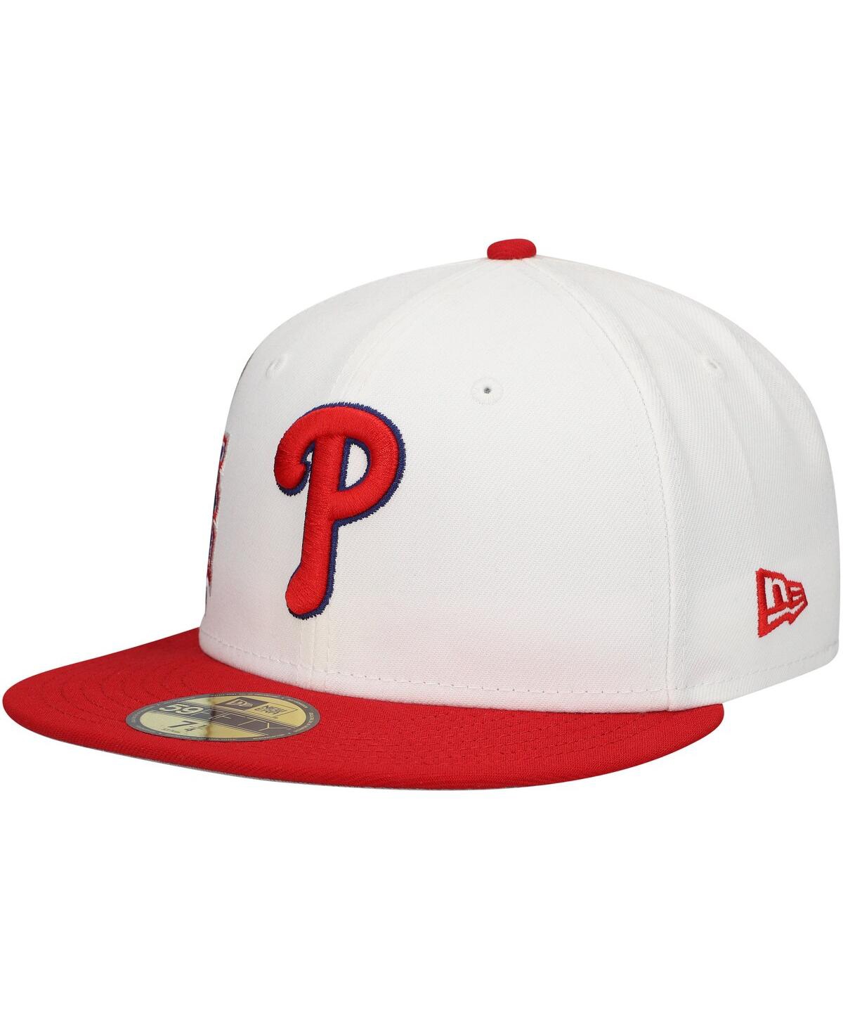 New Era Men's White/red Philadelphia Phillies Major Sidepatch 59fifty Fitted Hat In White,red