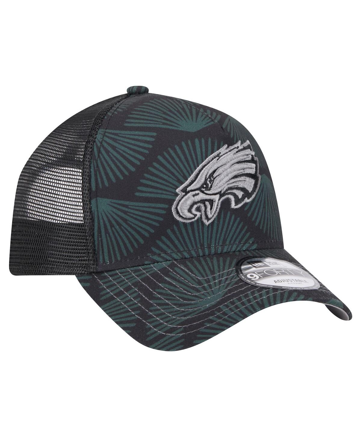 NEW ERA MEN'S BLACK PHILADELPHIA EAGLES AGAVE TRUCKER 9FORTY ADJUSTABLE HAT 