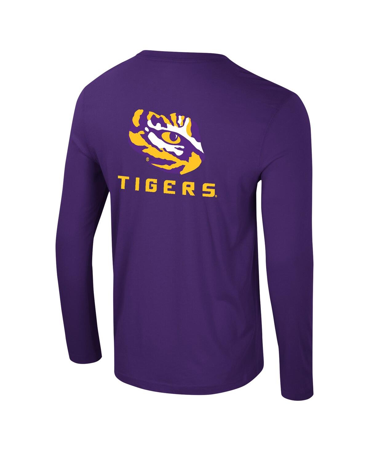 Colosseum Men's Purple Lsu Tigers Logo Lockup 3-hit Active Blend Long Sleeve T-shirt In Purple