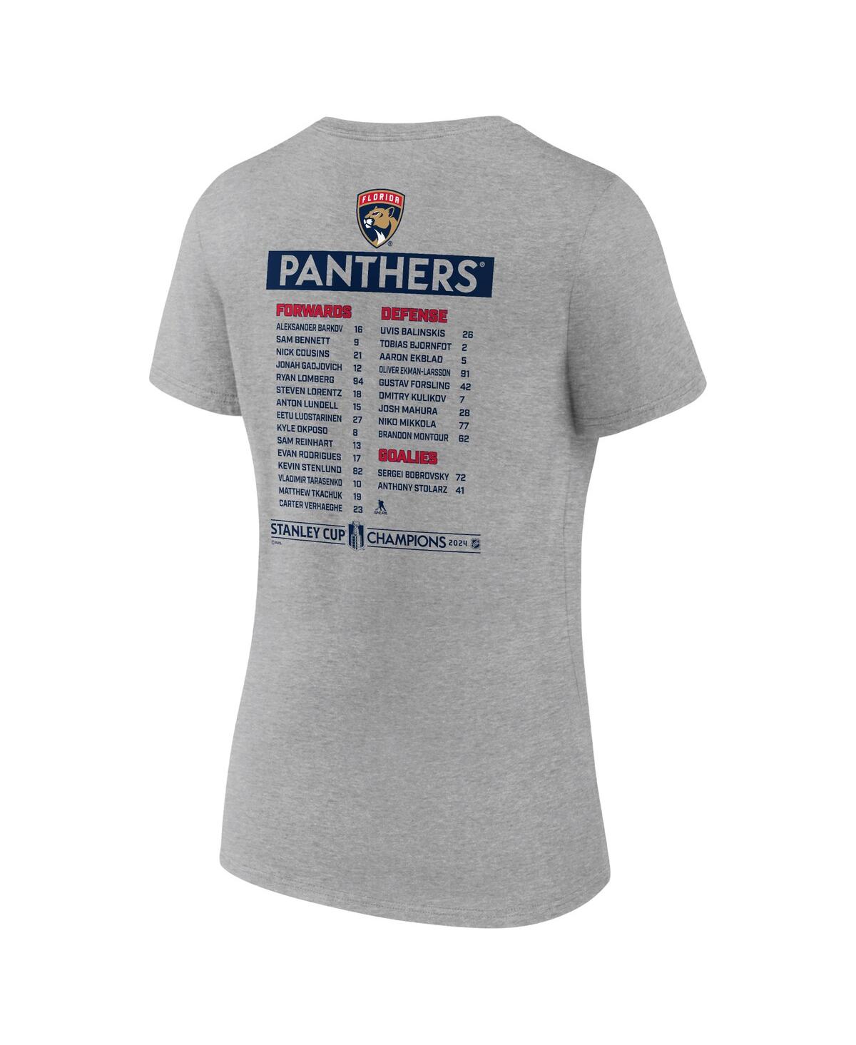 Fanatics Women's Steel Florida Panthers 2024 Stanley Cup Champions Roster V-neck T-shirt In Steel