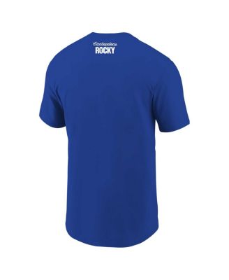 Men's and Women's Royal Rocky Worlds Will Collide T-Shirt