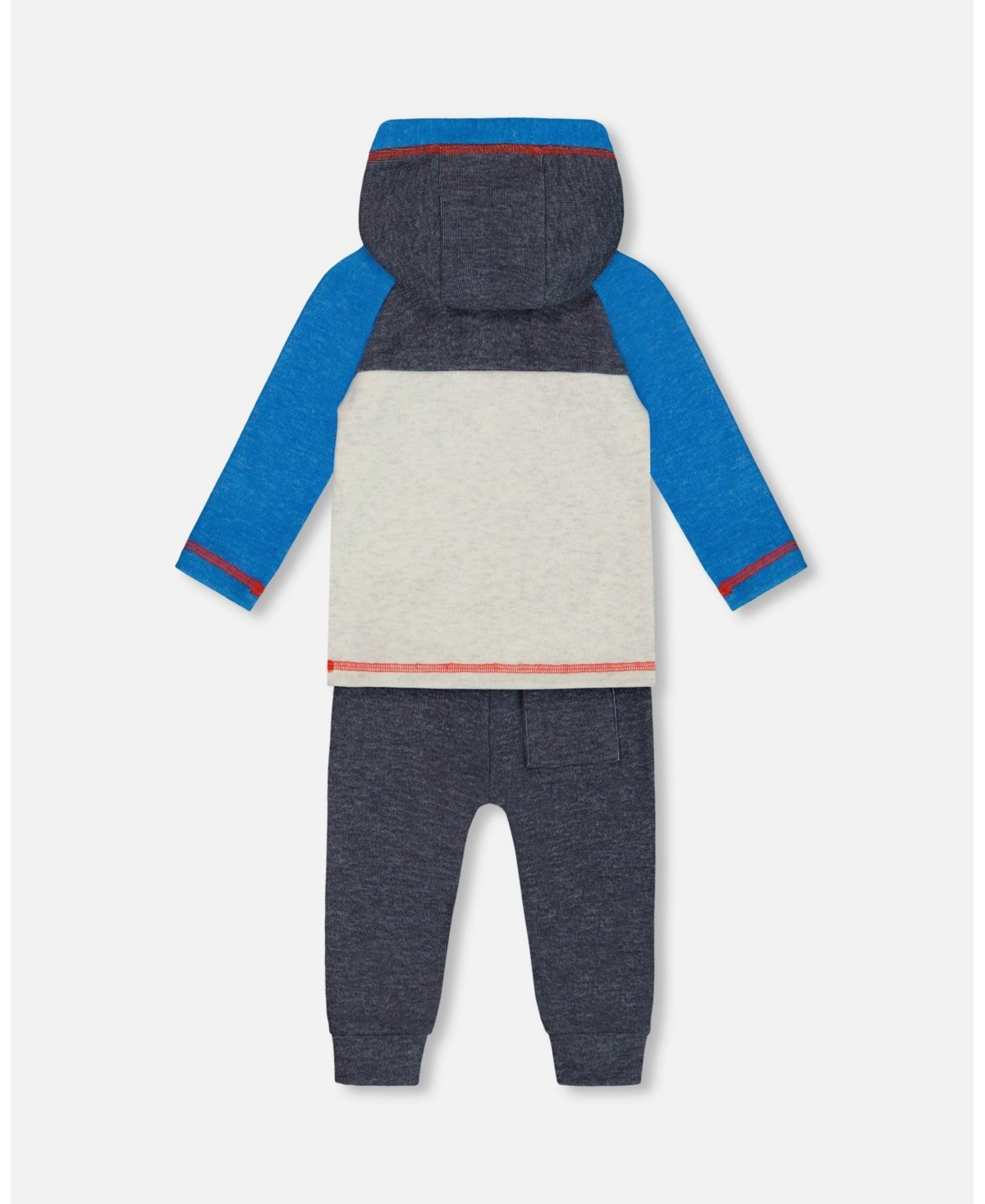 Deux par Deux Toddler Boys Super Soft Hooded Top And Brushed Jersey Pant Set- Navy