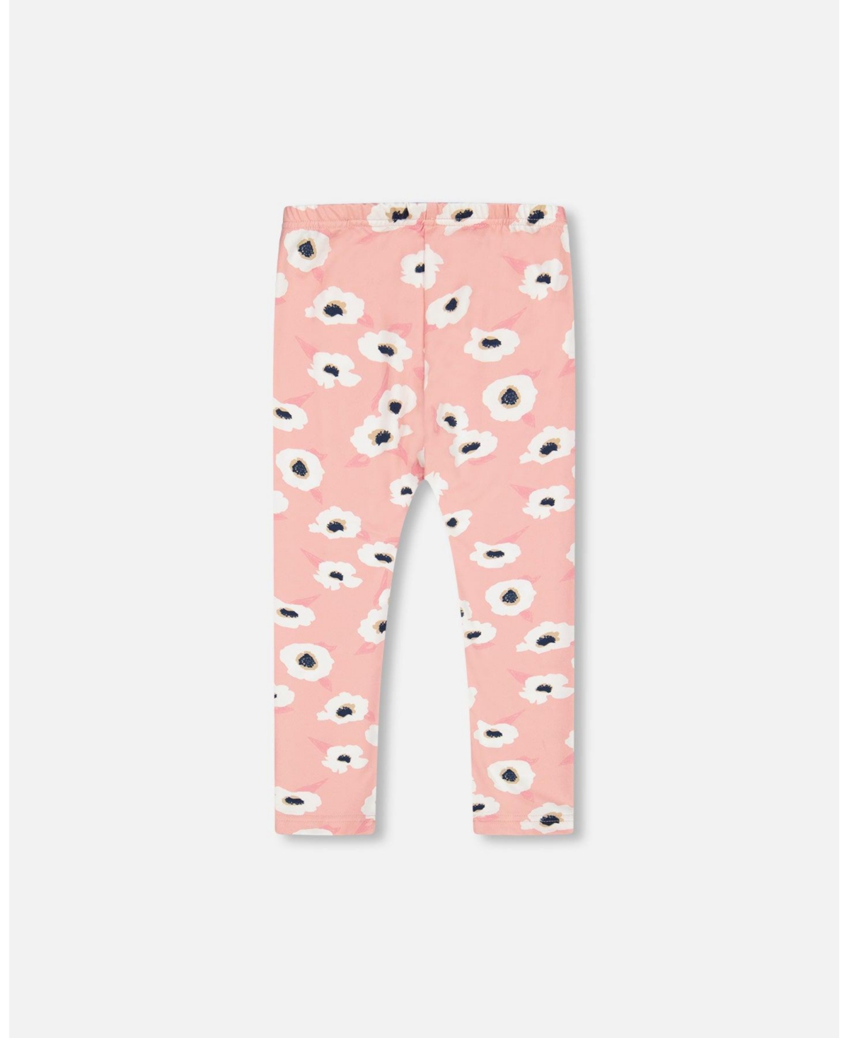 Deux par Deux Big Girls Printed Leggings Pink With White Flowers