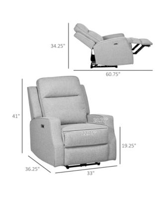 Electric Power Recliner Armchair with USB Port, Sofa Recliner, Gray