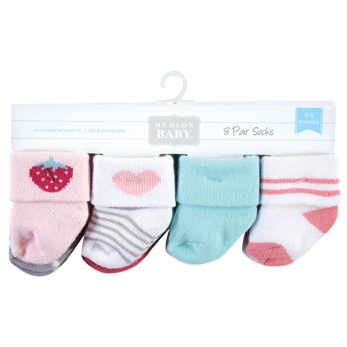 Hudson Baby Girls Grow with Me Cotton Terry Socks, Mom Dad Red Black, 0-6 and 6-12 Months