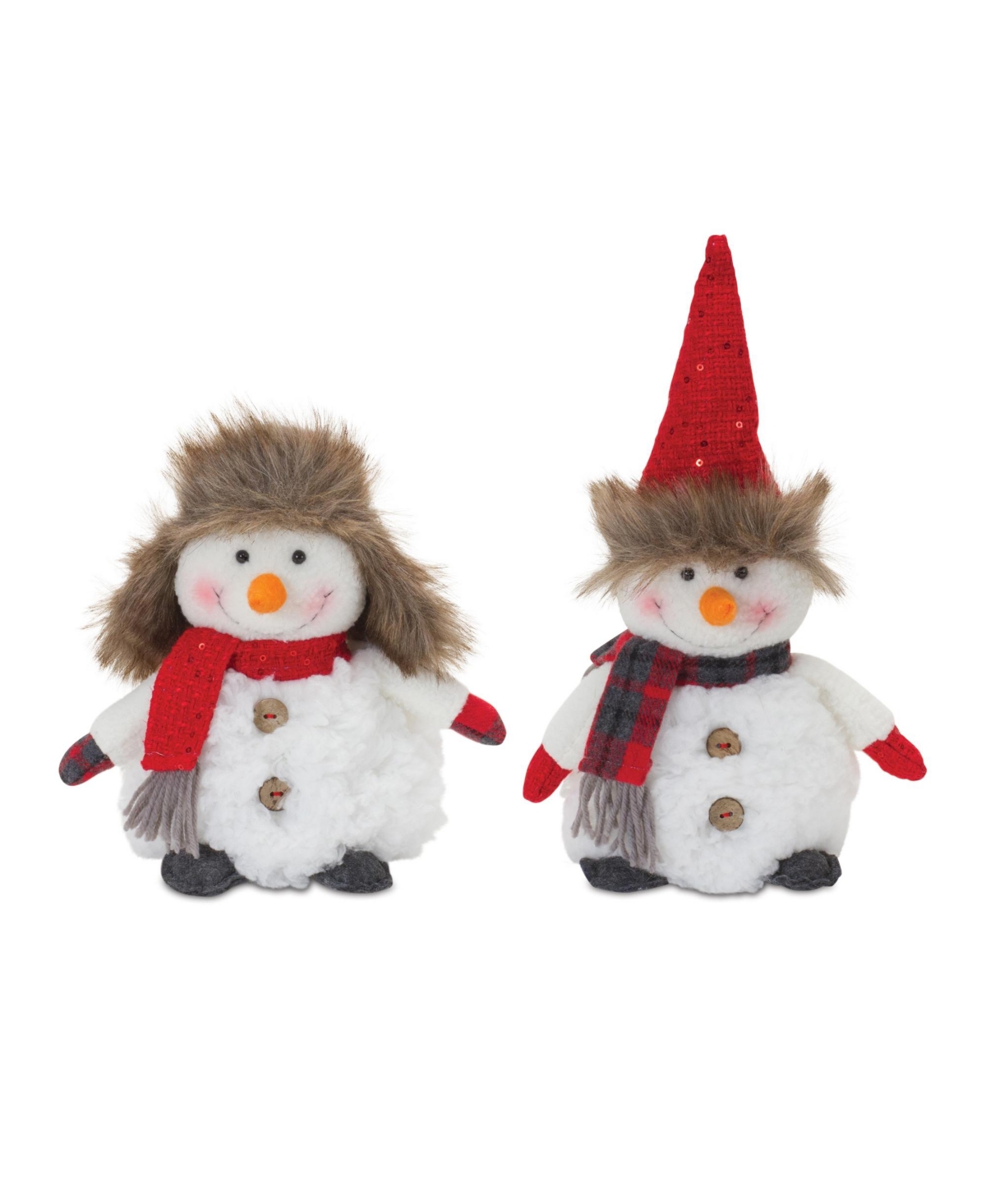 Plush Snowman With Hat And Scarf (Set of 2 - White