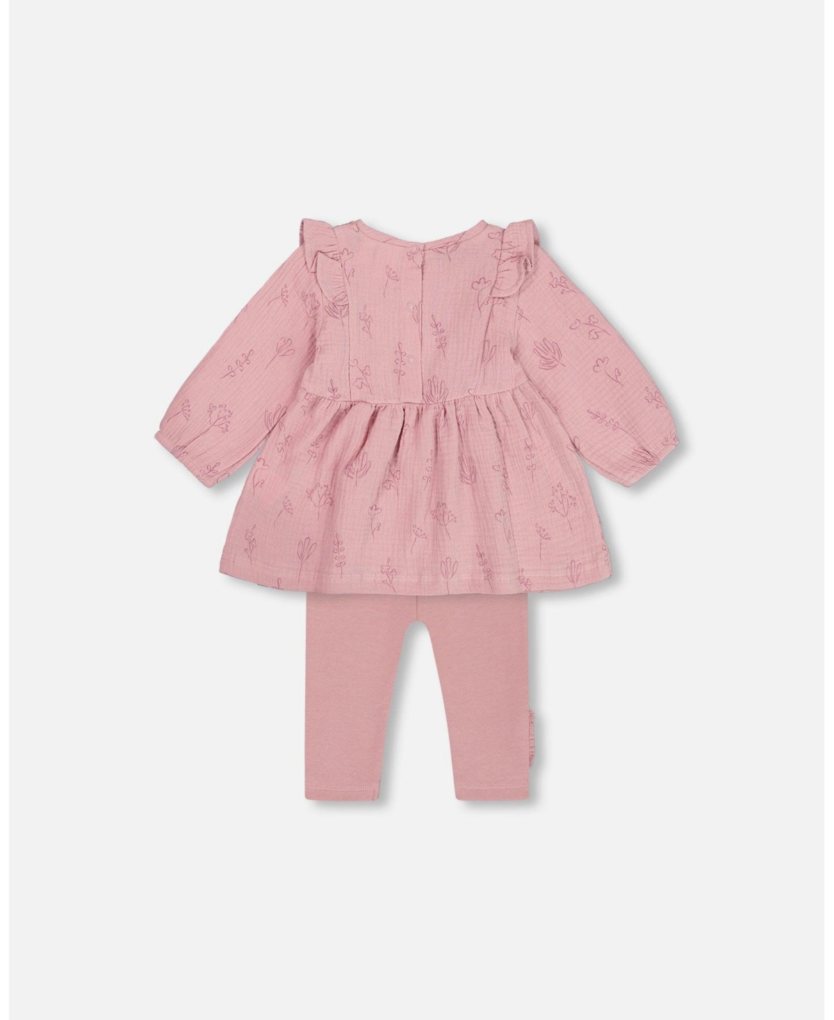 Deux par Deux Baby Girls Baby Printed Muslin Tunic And Leggings Set Lilac Flowers