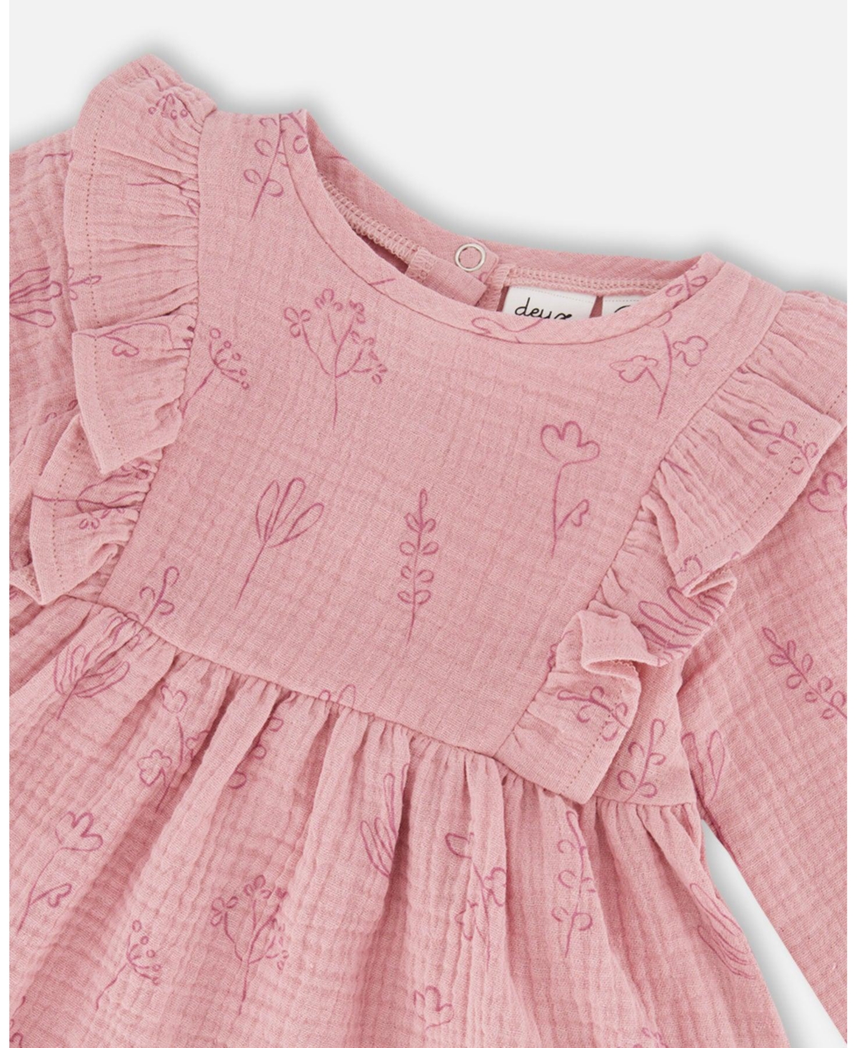 Deux par Deux Baby Girls Baby Printed Muslin Tunic And Leggings Set Lilac Flowers