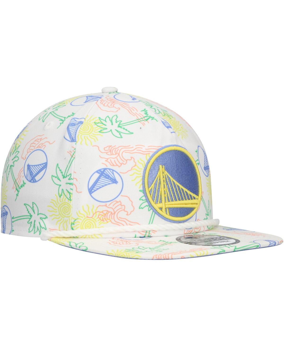 New Era Men's White Golden State Warriors Palm Trees And Waves Golfer Adjustable Hat In White