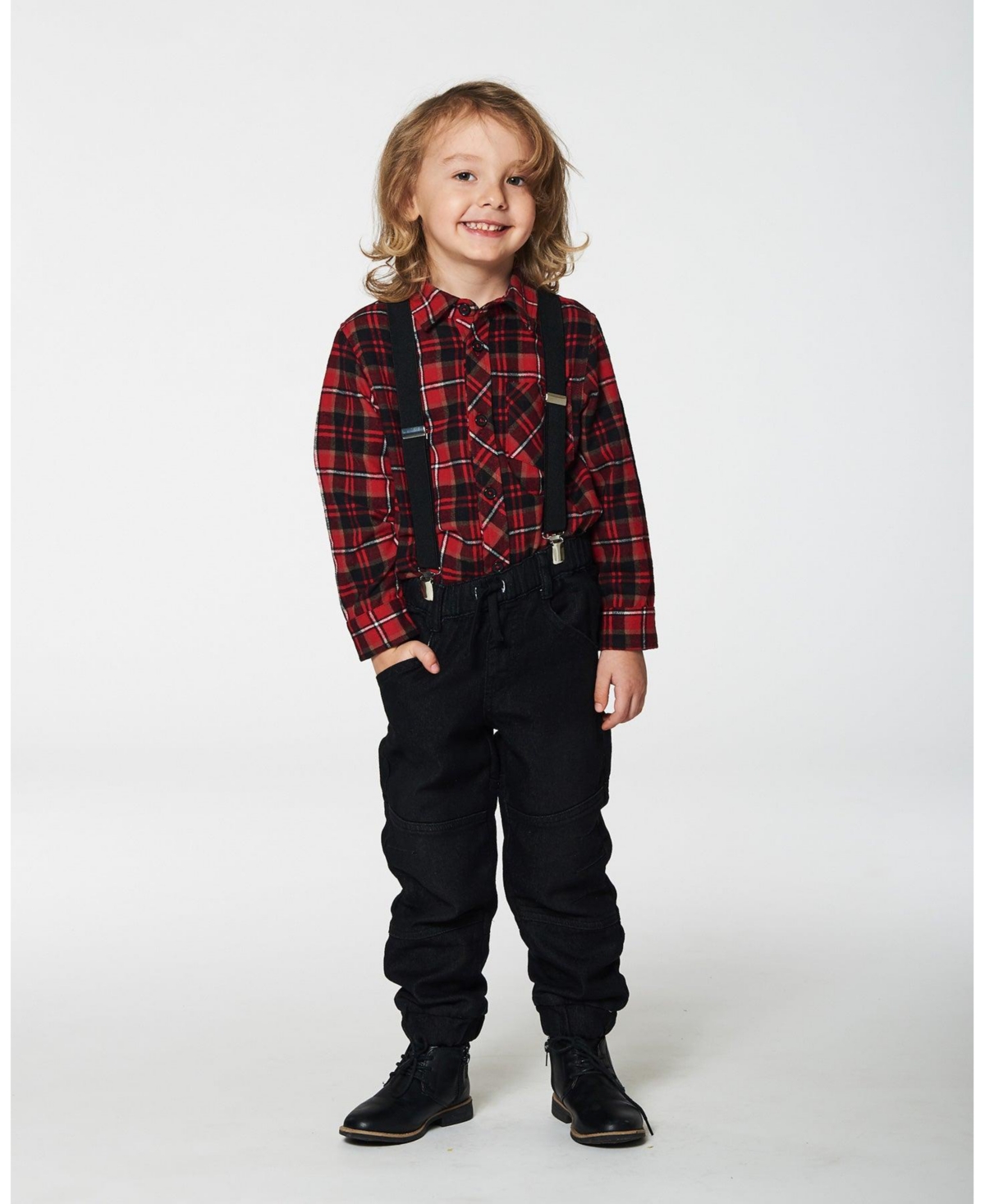 Deux par Deux Baby Boys Baby French Terry Jogger Pants- Black denim
