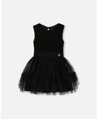 Sleeveless Dress With Tulle Skirt Black