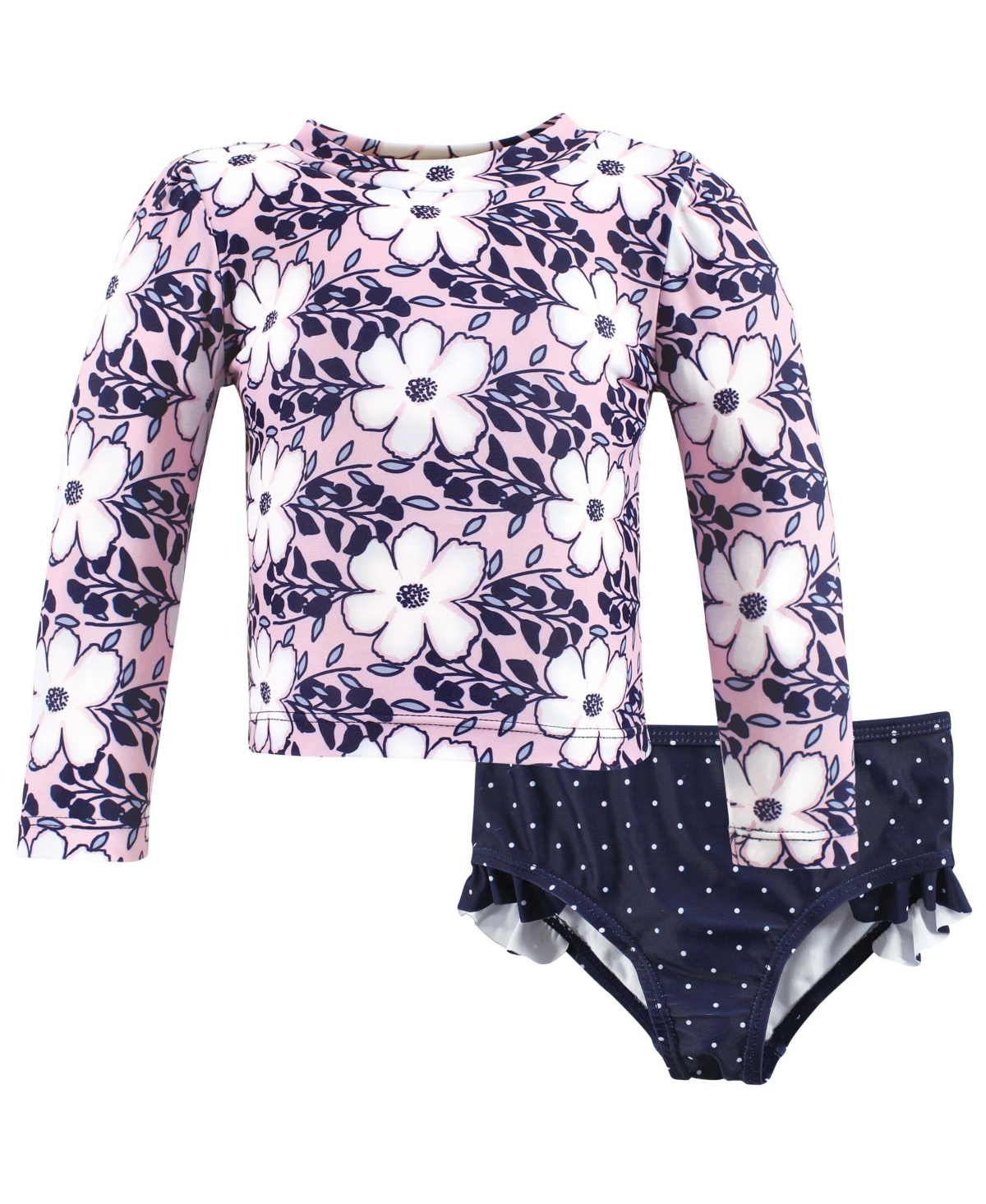 Hudson Baby Baby Girls Swim Rashguard Set - Leafy cosmos