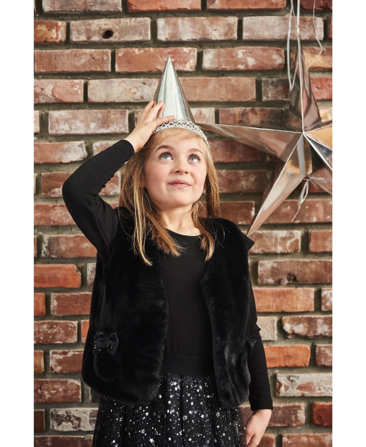 Deux par Deux Big Girls Faux Vest- Black