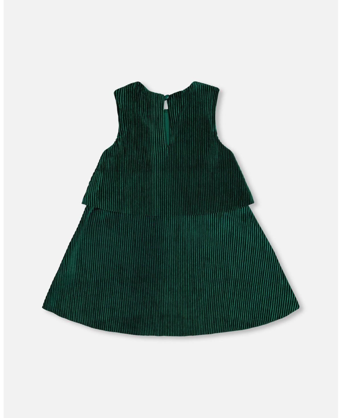 Deux par Deux Big Girls Sleeveless Dress With Eyelet Collar- Forest green