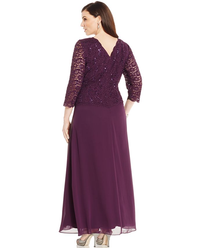alex evenings sequined lace gown