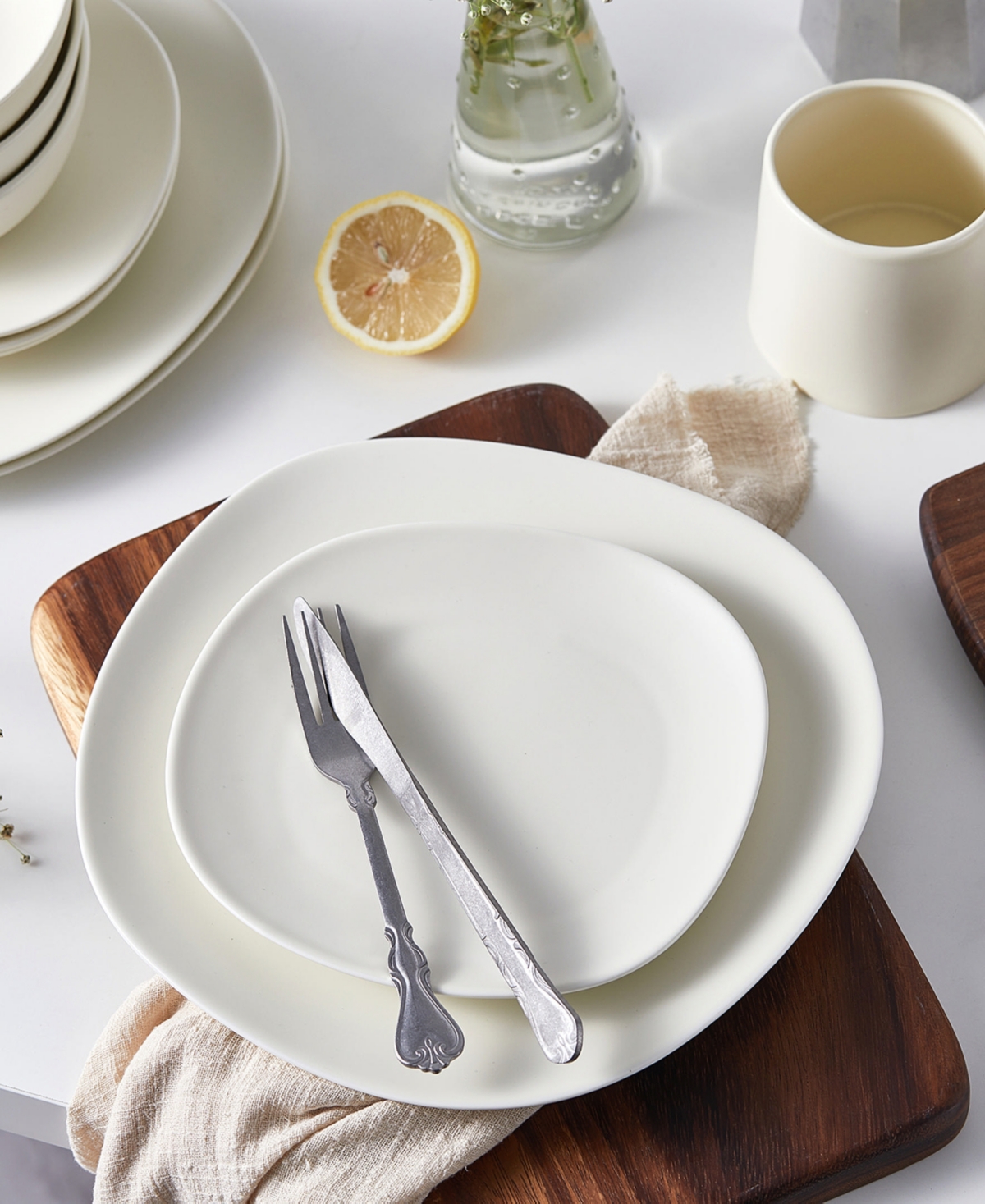 Stone Lain Delilah Porcelain Dinner Plates, Set Of 6 In Cream