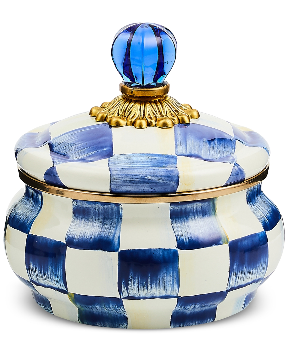 Mackenzie-childs Royal Check Enameled Steel Squashed Pot In No Color