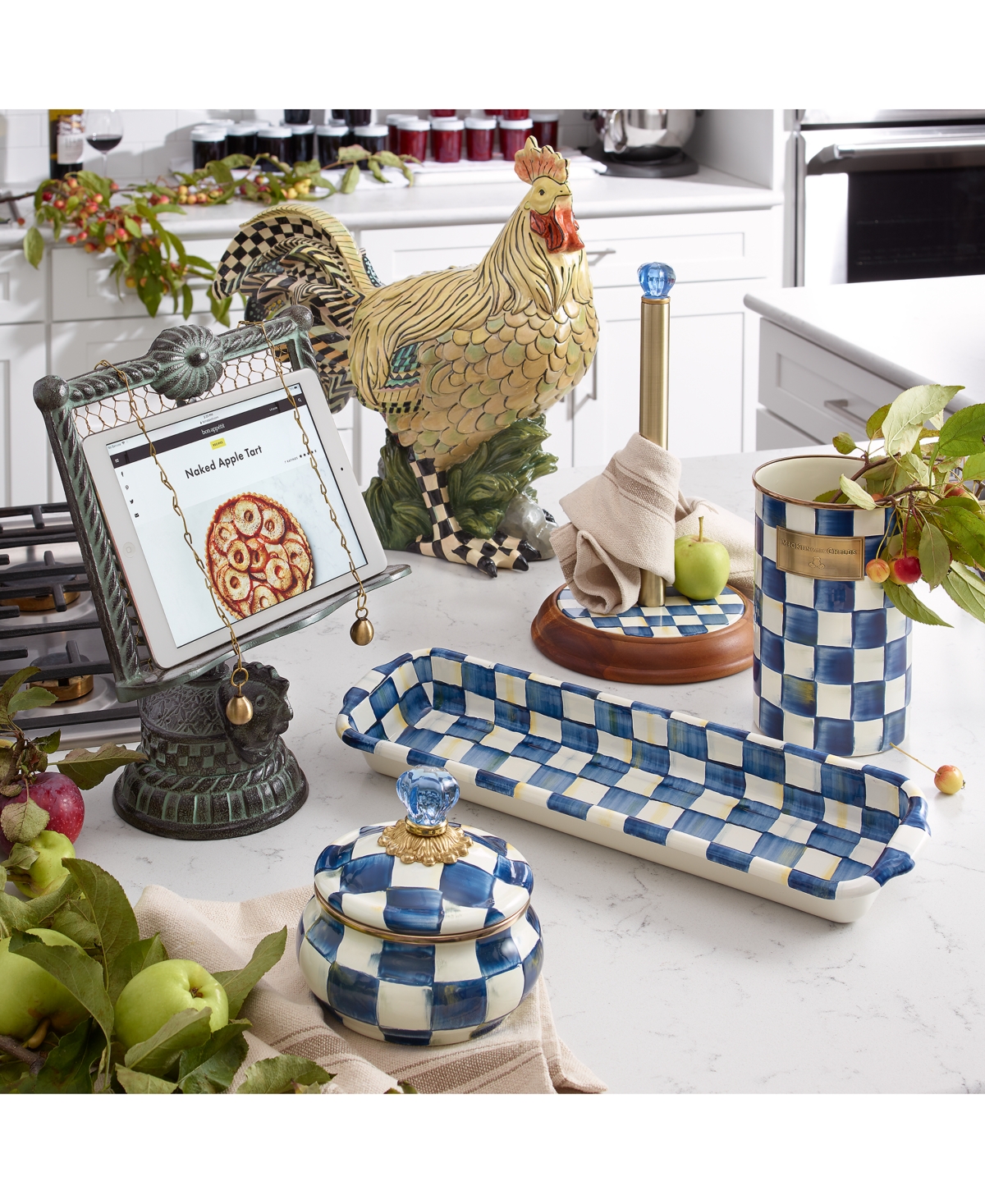 Mackenzie-childs Royal Check Enameled Steel Squashed Pot In No Color