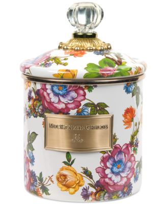 MacKenzie-Childs - White Flower Market Small Canister