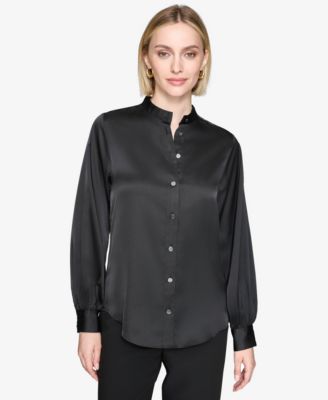 KARL LAGERFELD PARIS - Women's Band-Collar Blouse