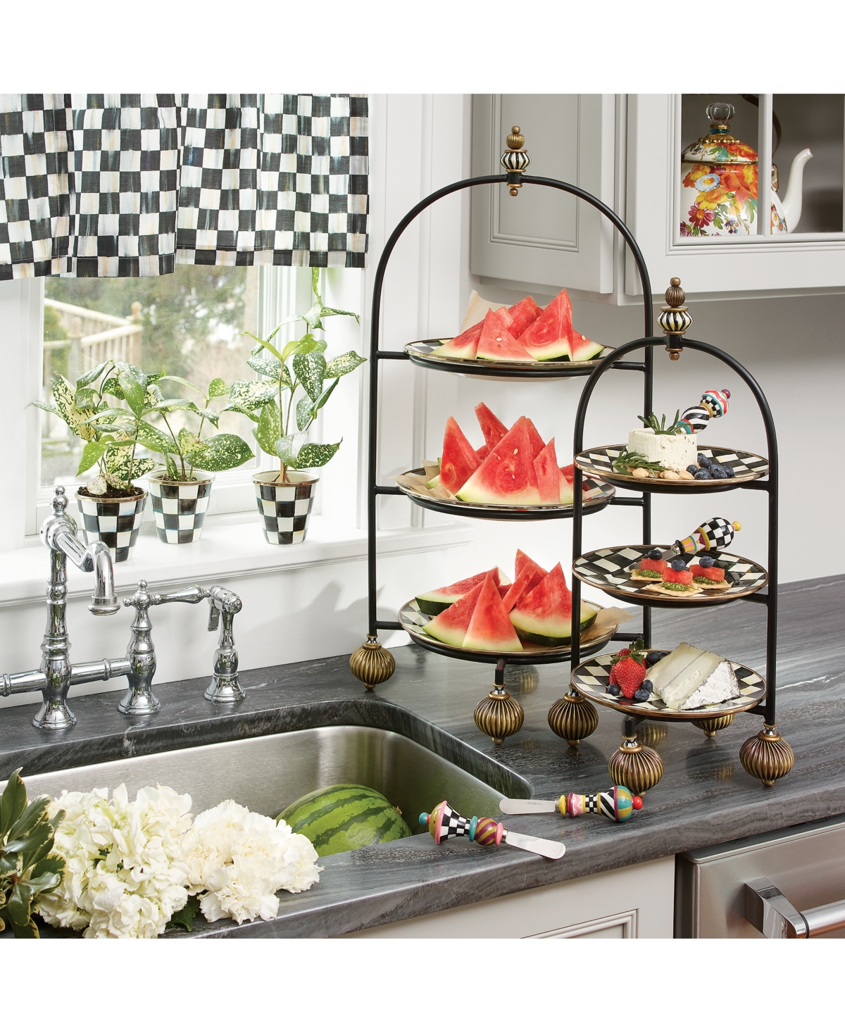 Mackenzie-childs Iron & Brass Plate Stand In No Color