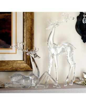 Modern Clear Acrylic Holiday Deer Figurine (Set of 2)