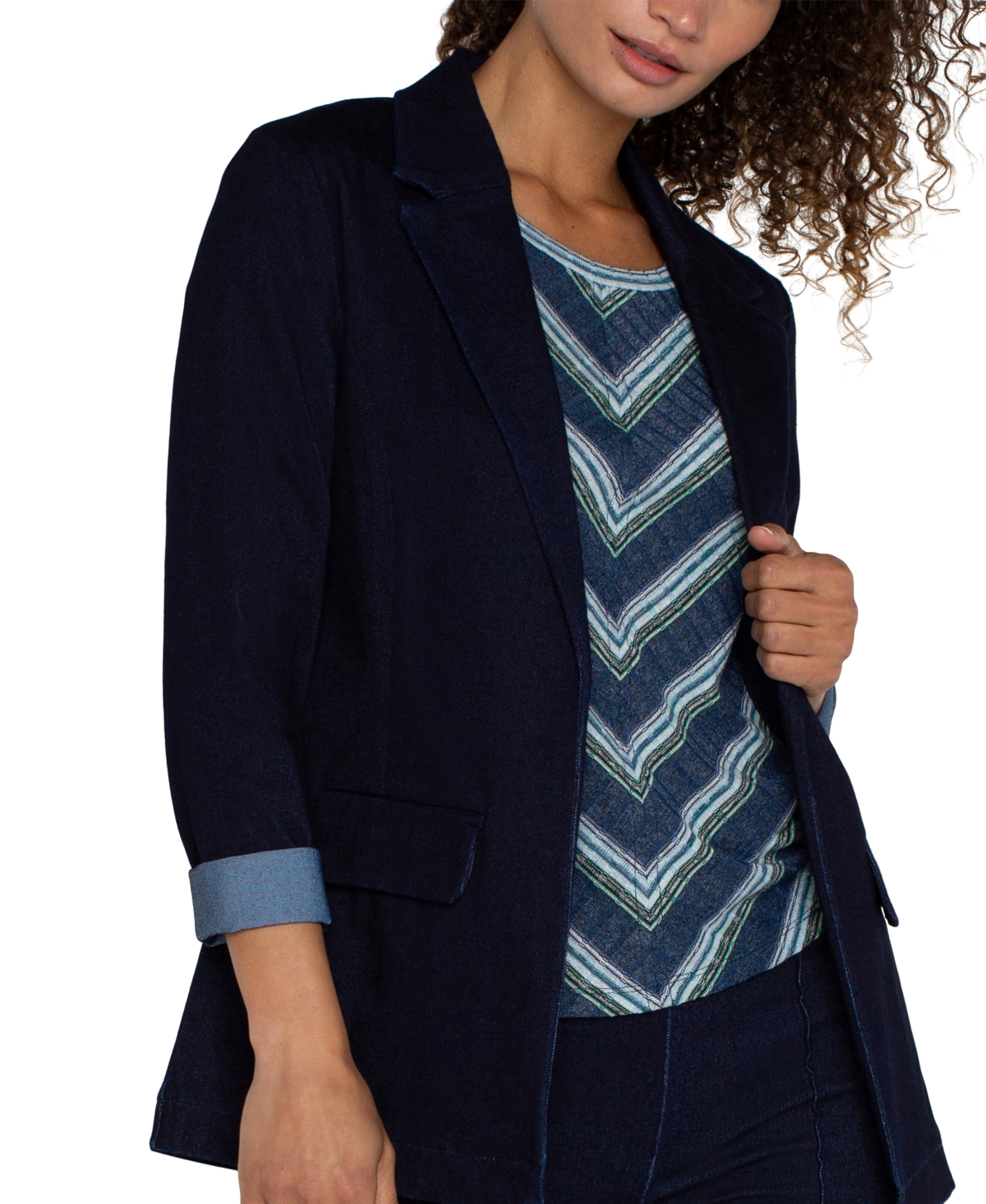 Liverpool Los Angeles Women's Denim Knit Boyfriend Blazer