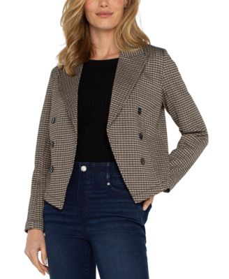 Liverpool Los Angeles - Women's Plaid Knit Open-Front Blazer