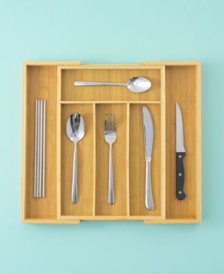 Bamboo Expandable Drawer Organizer for Kitchen Utensils