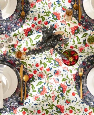 Floral Print Outdoor Tablecloth with Zipper 60 Round