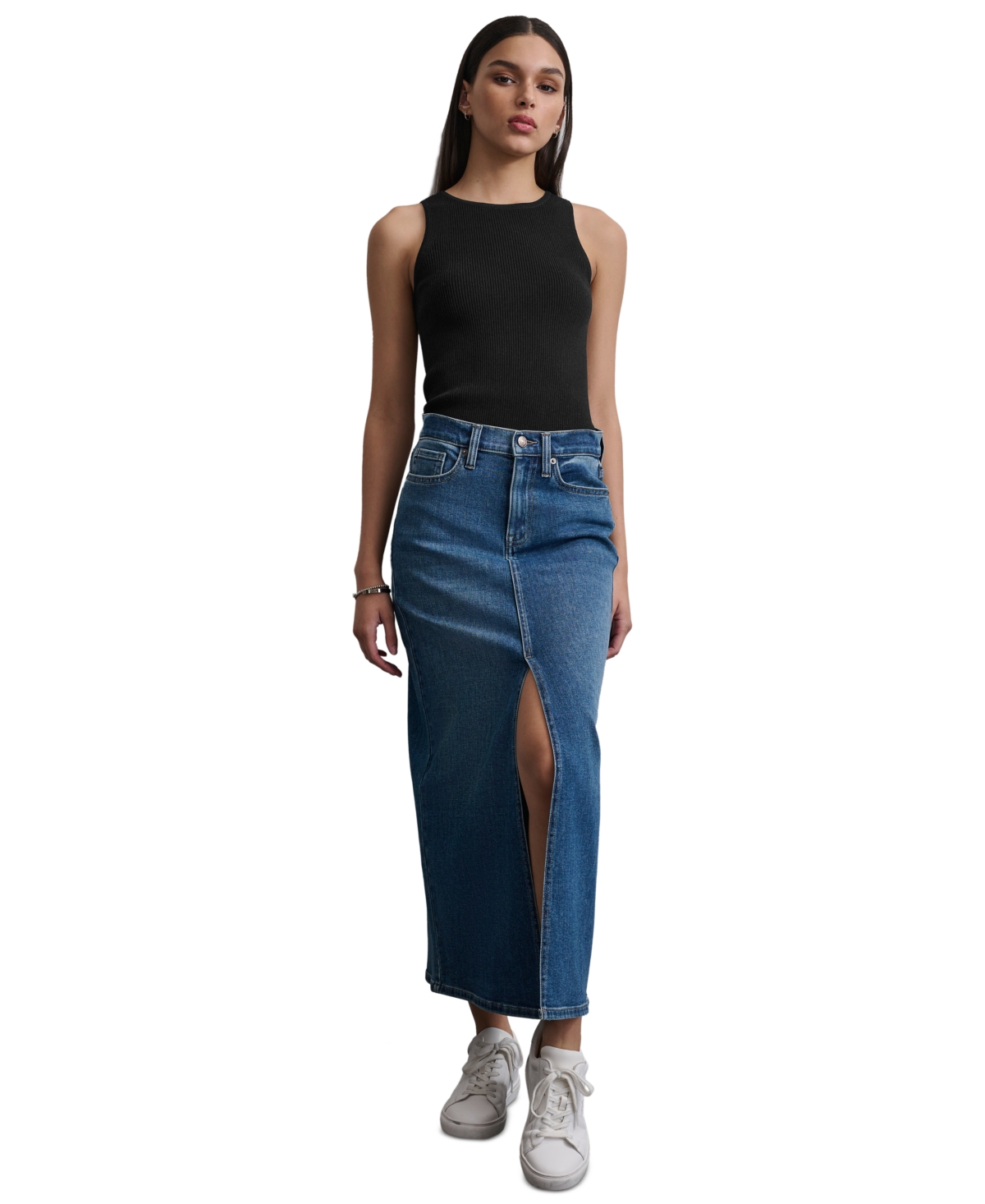 Dkny Jeans Women's High-Rise Denim Maxi Skirt