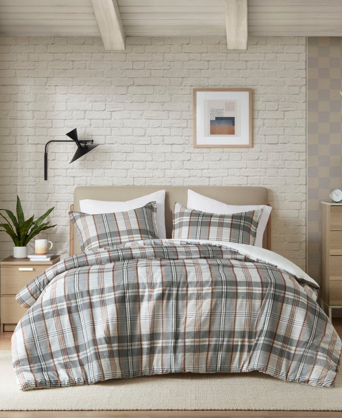 Intelligent Design Blake Plaid 3-pc. Duvet Cover Set, Full/queen In Tan,gray