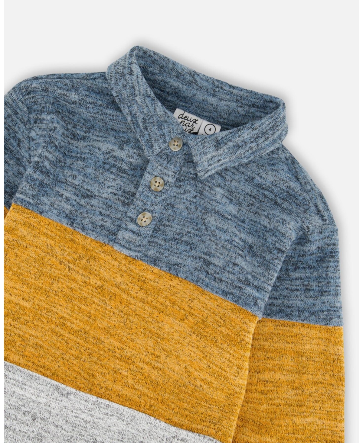 Deux par Deux Toddler Boys Colorblock Polo Stripe Orange And Grey - orange and gray