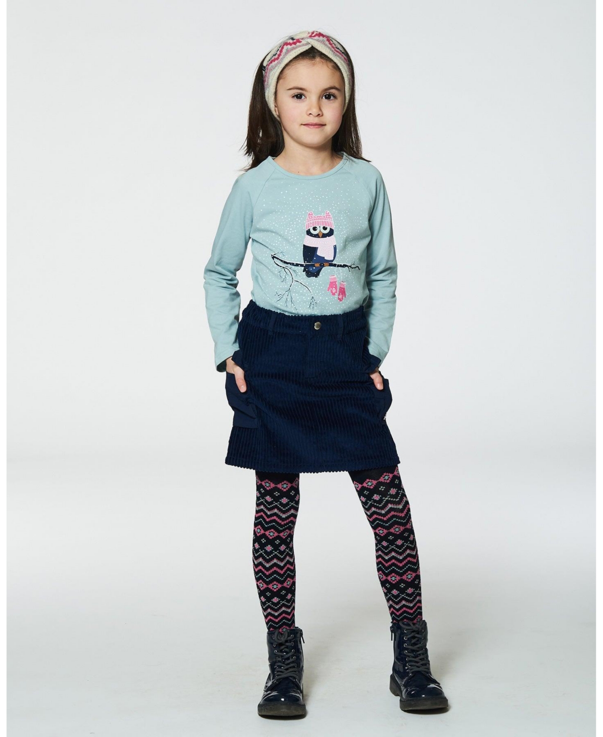 Deux par Deux Big Girls Raglan Sleeve T-Shirt With Print- Mint